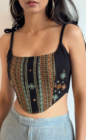 Black Handwoven Wool Corset