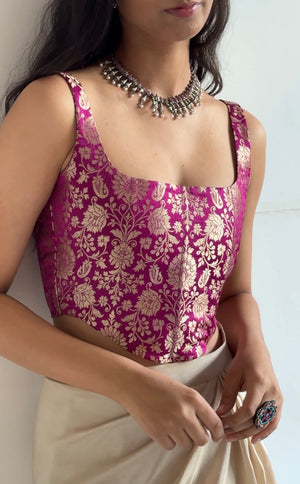 Purple Banarasi Brocade Corset