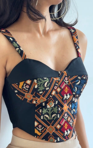Black Patola Embroidered Bustier