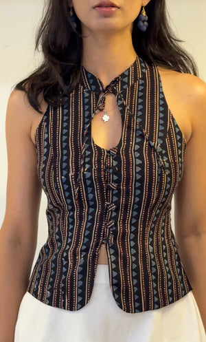 Gypsy Ajrakh Halter Top