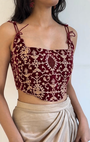 Ruby Velvet Kashida Corset