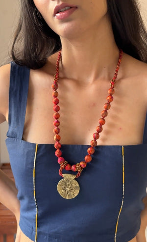 Saree Bead Dhokra Necklace By Qurcha