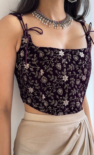 Jamuni Embroidered Velvet Corset