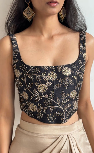 Black Embroidered Corset