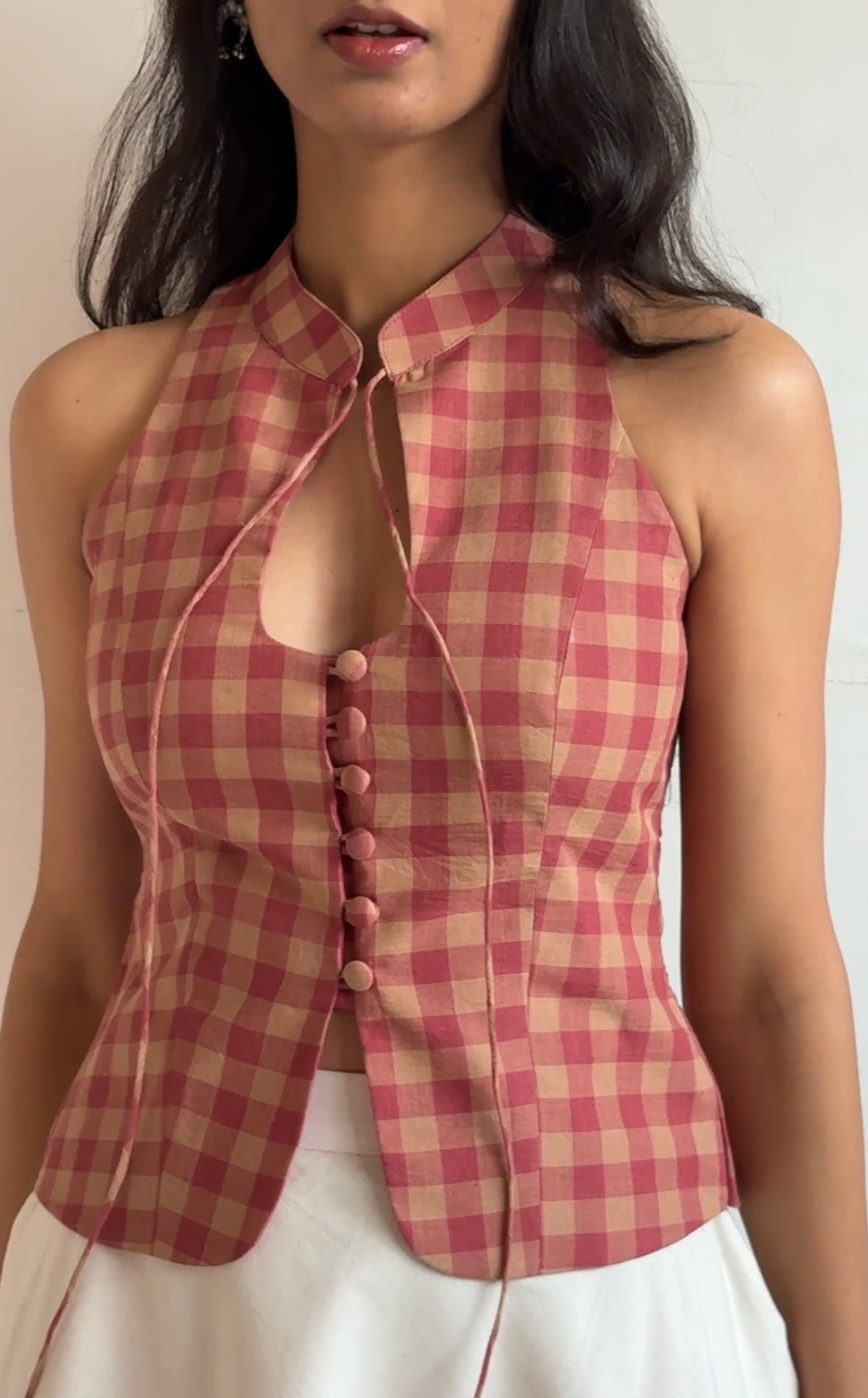 Madras Check Halter Top