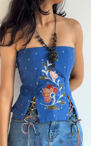 Blue Iris Applique Corset