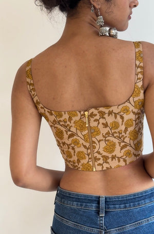 Mustard Peony Cotton Corset