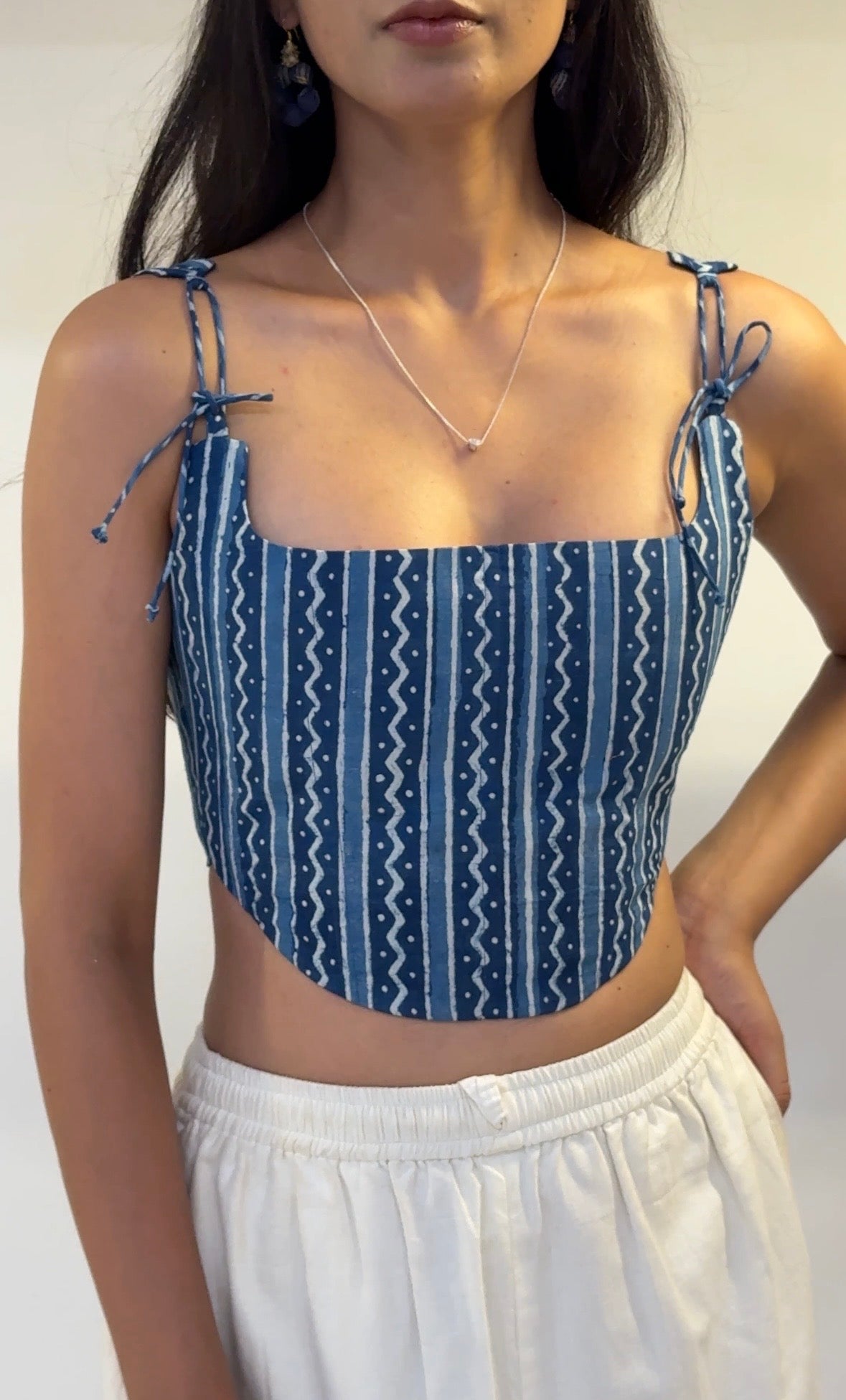 Indigo Striped Corset