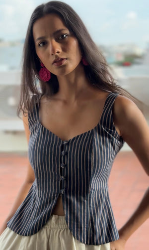 Blue Stripes Corset Top