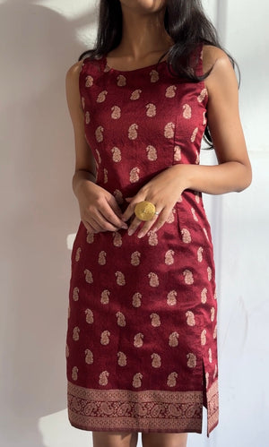 Merlot Saree Pencil Dress