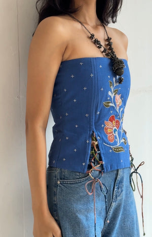 Blue Iris Applique Corset