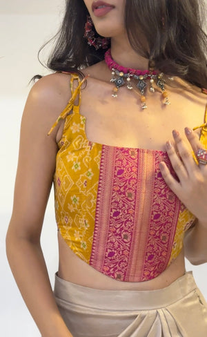 Haldi Pink Patola Corset