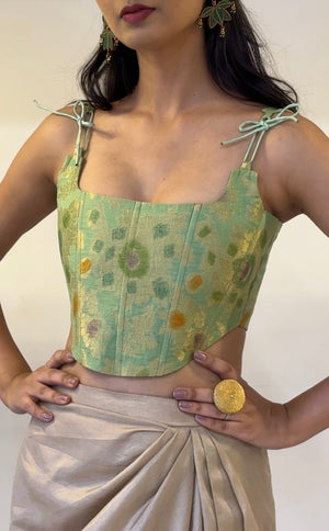 Sage Silk Corset