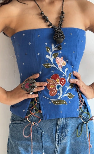 Blue Iris Applique Corset