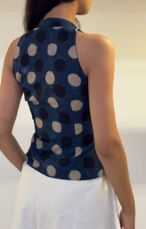 Indigo Polka Halter Top