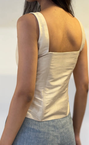 Ivory Raw Silk Corset Top