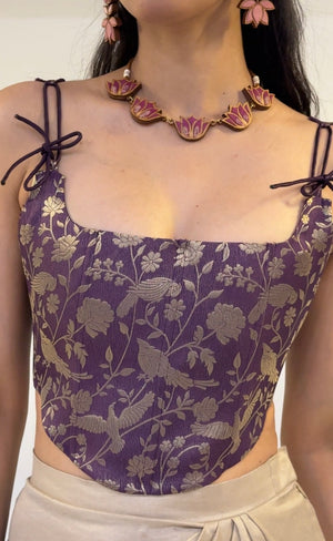 Mulberry Brocade Corset