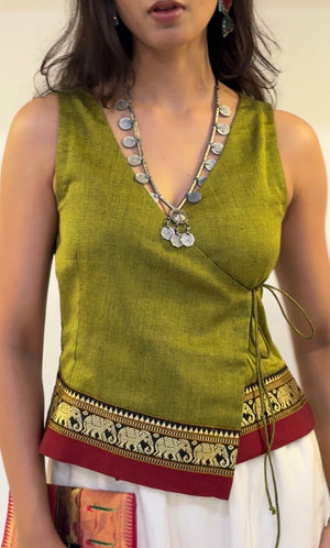 Mehendi Green Saree Wrap Top