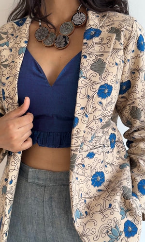 Beige Kalamkari Blazer