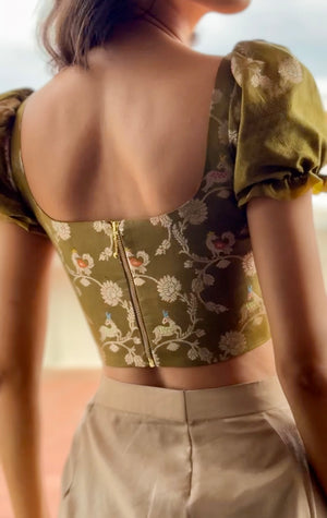 Mehendi Floral Corset With Sleeves