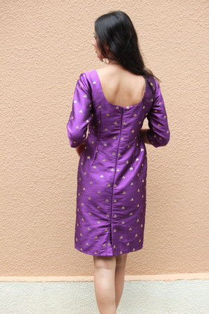 Purple Raw Silk Pencil Dress