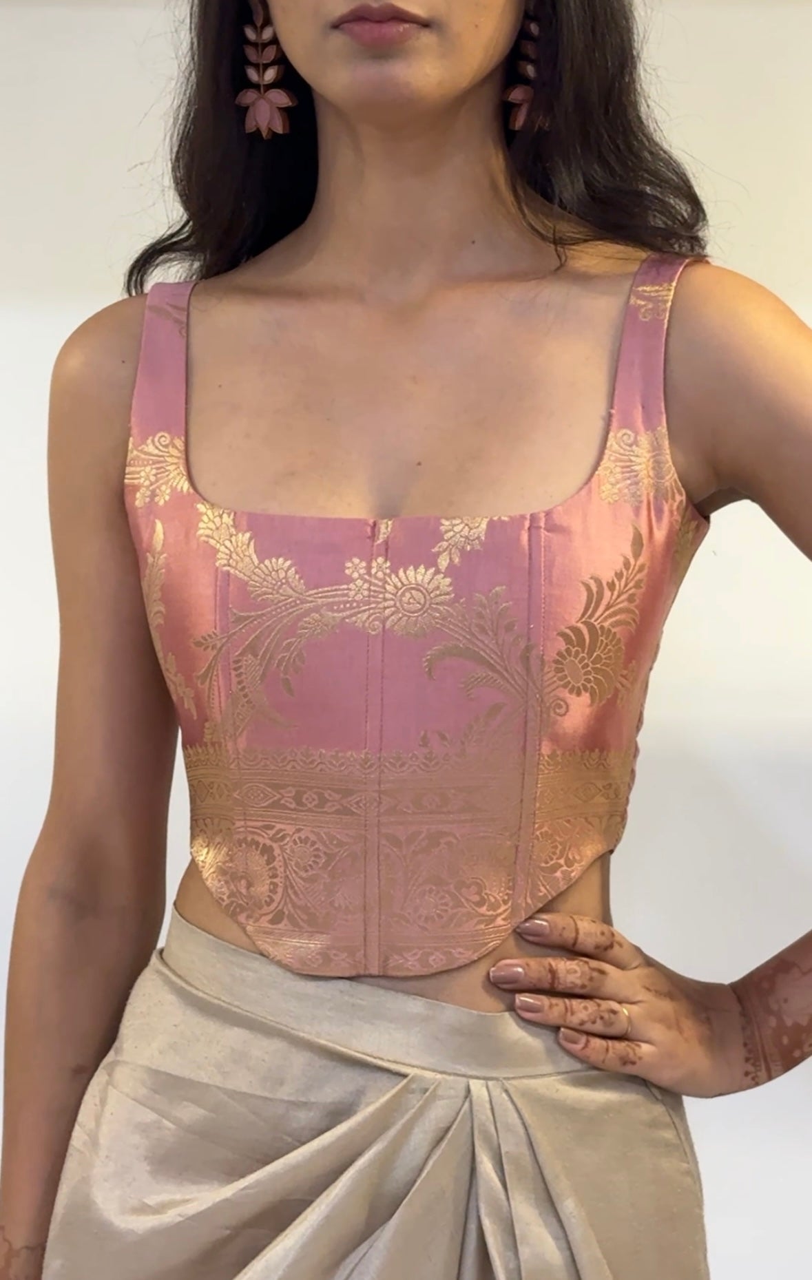 Rose Gold Brocade Corset