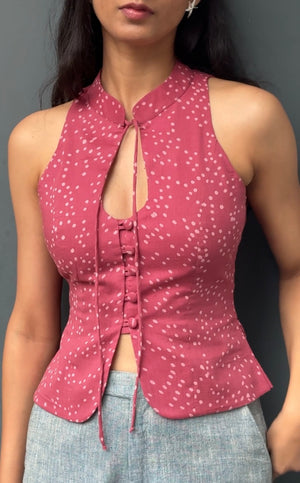 Mauve Dot Halter Top