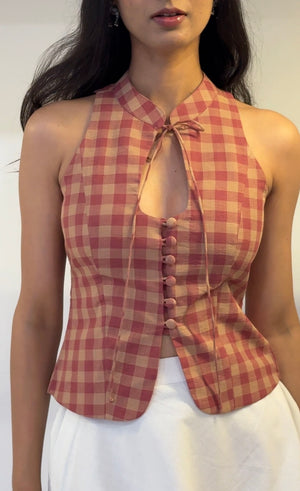 Madras Check Halter Top