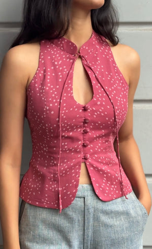 Mauve Dot Halter Top