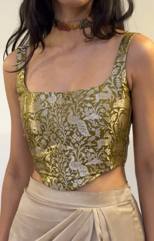 Olive Brocade Corset