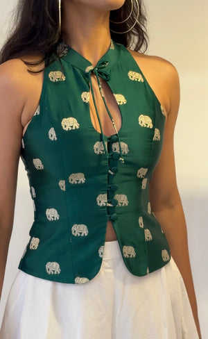 Emerald Silk Halter Top
