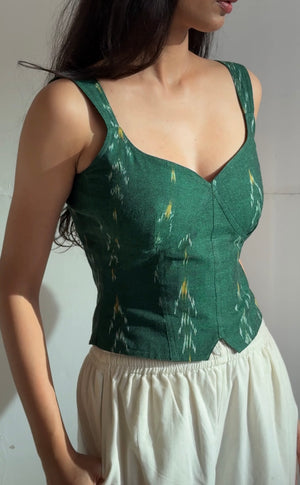 Emerald Ikat Sweetheart Top