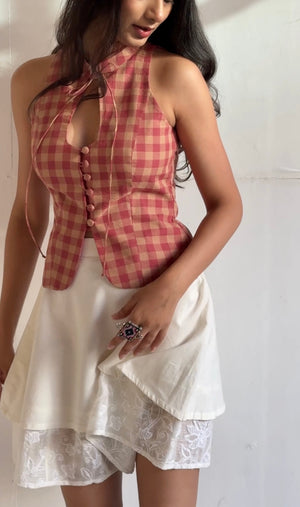 Madras Check Halter Top