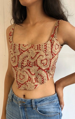 Red Kalamkari Cotton Corset