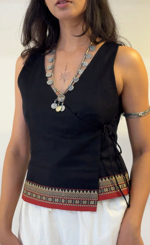 Black Saree Wrap Top