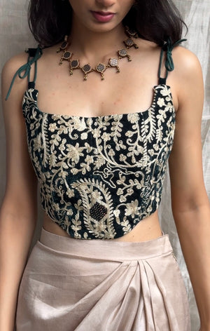 Emerald Velvet Kashida Corset
