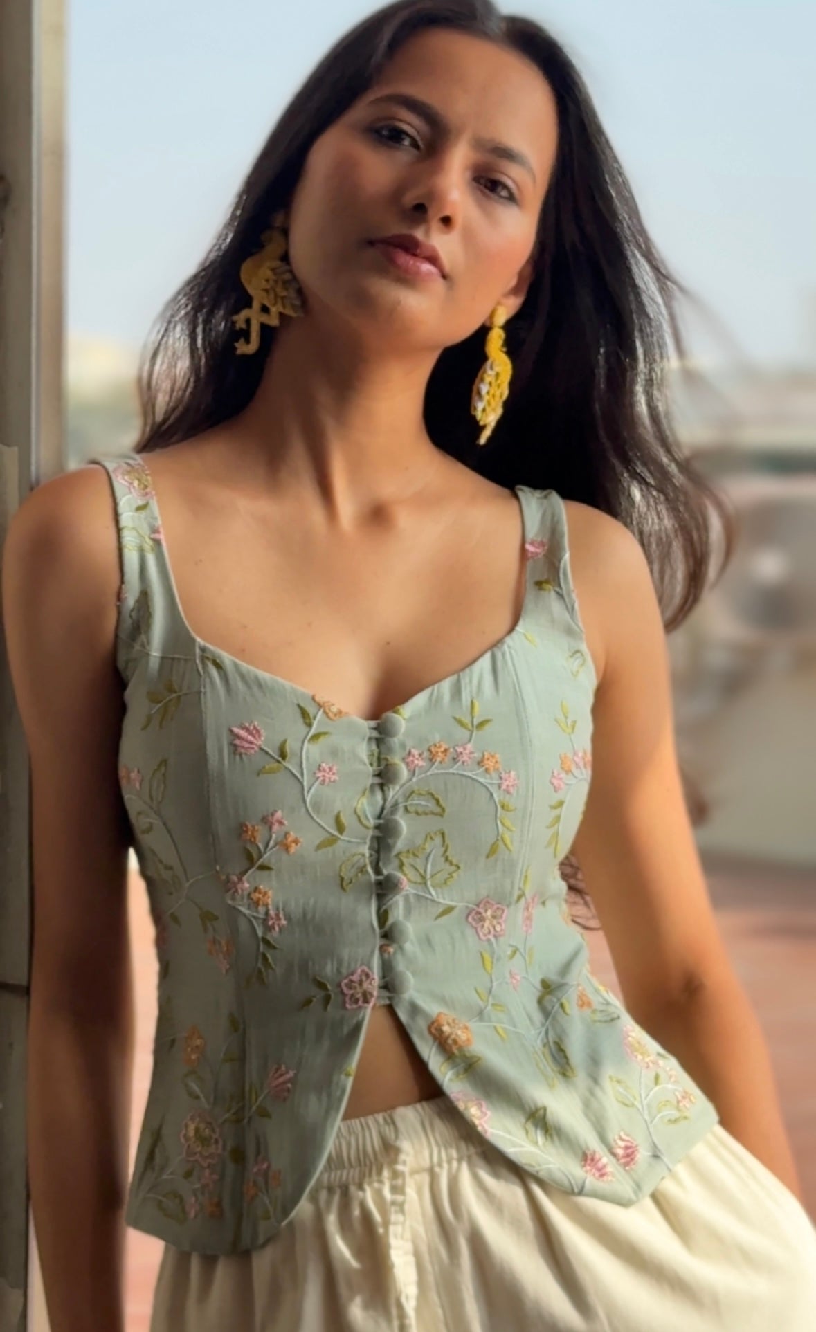 Seychelles Embroidered Corset Top - Mogra Designs
