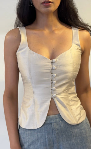 Ivory Raw Silk Corset Top