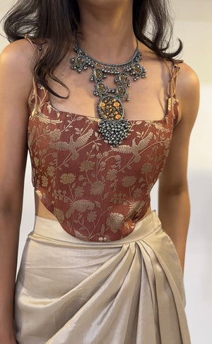 Sepia Brocade Corset