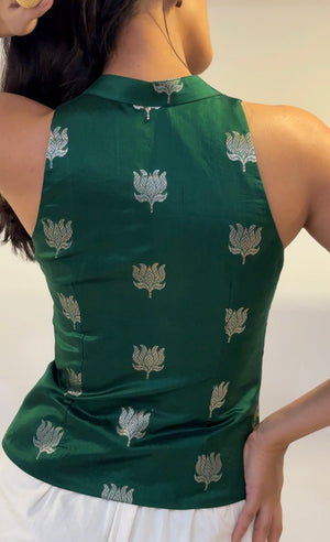 Green Lotus Halter Top