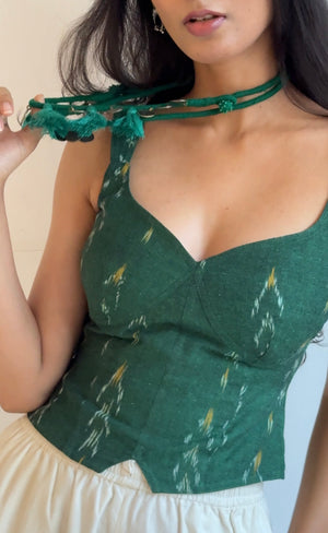 Emerald Ikat Sweetheart Top