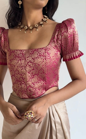 Tulip Brocade Corset With Sleeves