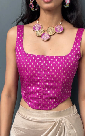 Magenta Gold Silk Corset