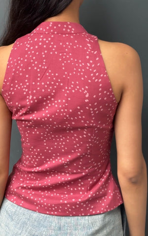 Mauve Dot Halter Top
