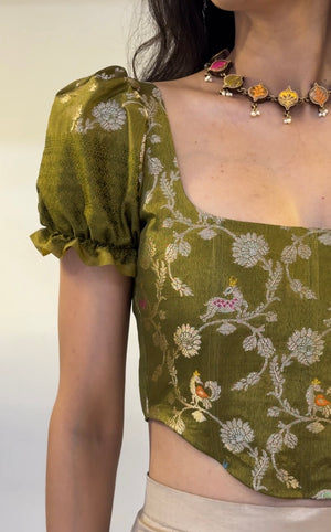 Mehendi Floral Corset With Sleeves