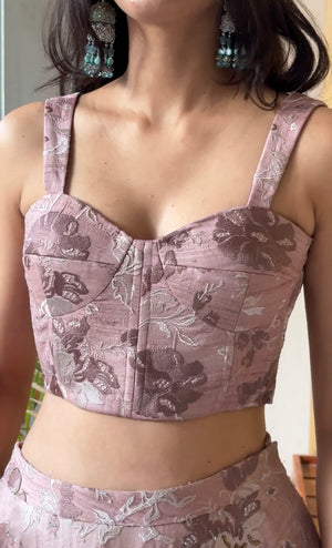 Mulberry Embroidered Silk Bustier