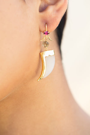 AVANI Faux Tiger Claw Pink Floral Earrings By Baka