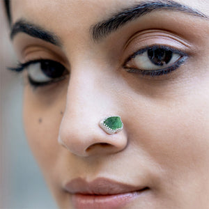 Pichwai Emerald Lotus Leaf Nose Pin By Baka