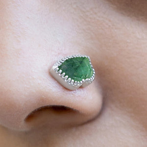 Pichwai Emerald Lotus Leaf Nose Pin By Baka