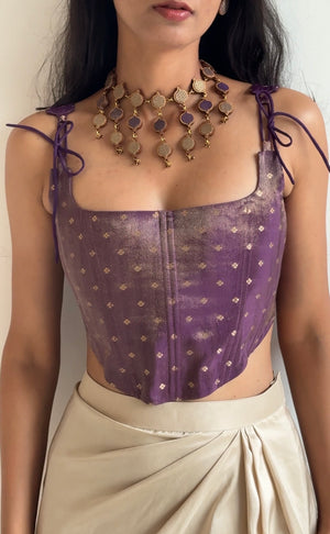 Wine Tie-up Corset